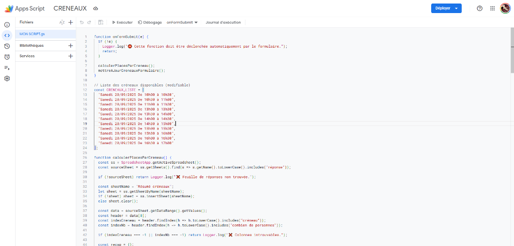 Aperçu du script de centralisation JEP Pompiers13